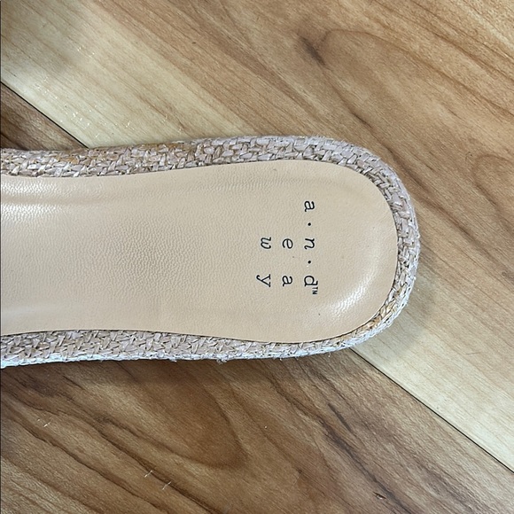 A New Day Tan and Pink Slide Sandals with Pom-Pom Fringe - Picture 3 of 4